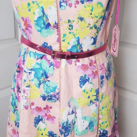 Candies Belted Floral Print Spring / Easter Dress - Picture 4 of 5
